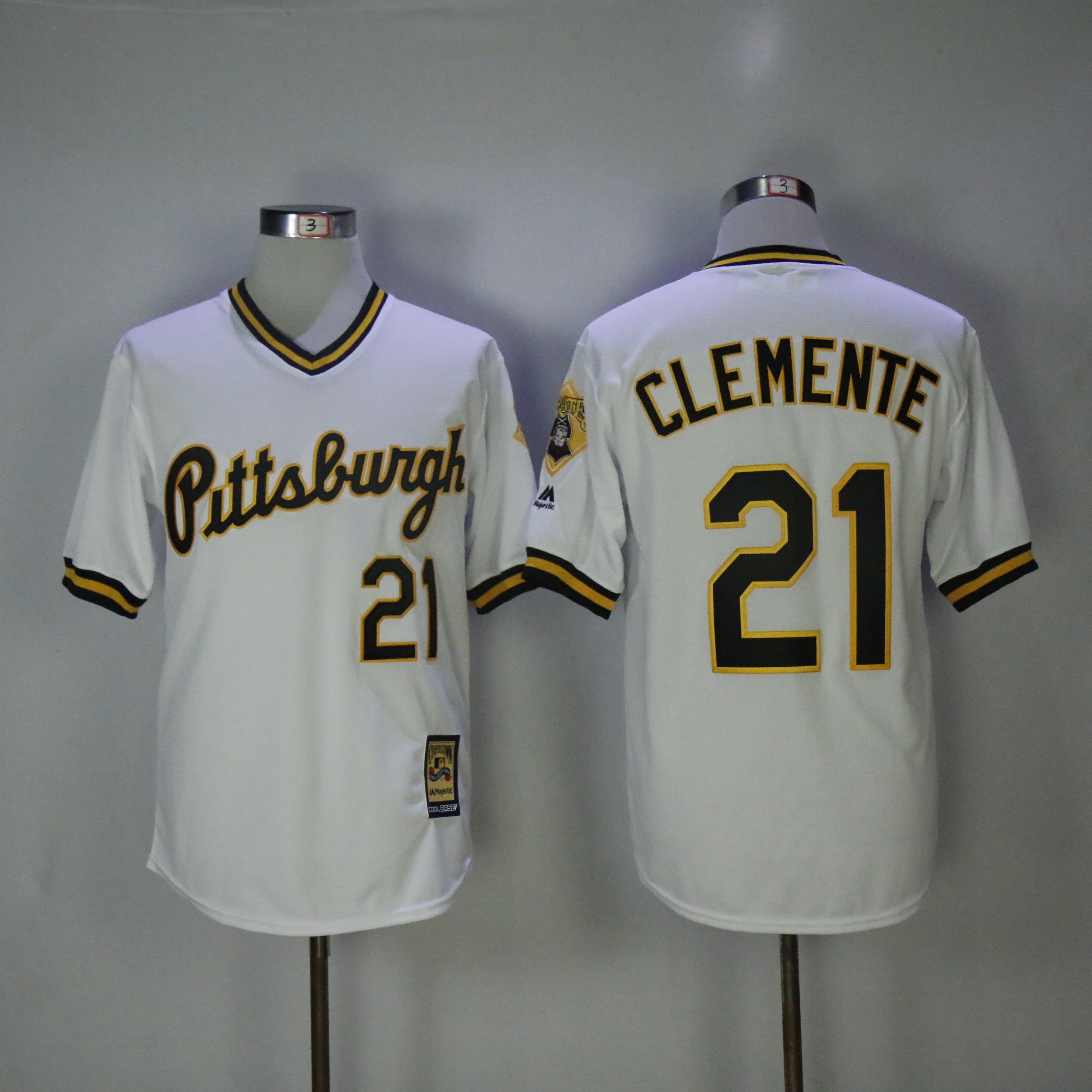 Men Pittsburgh Pirates #21 Clemente White Throwback MLB Jerseys